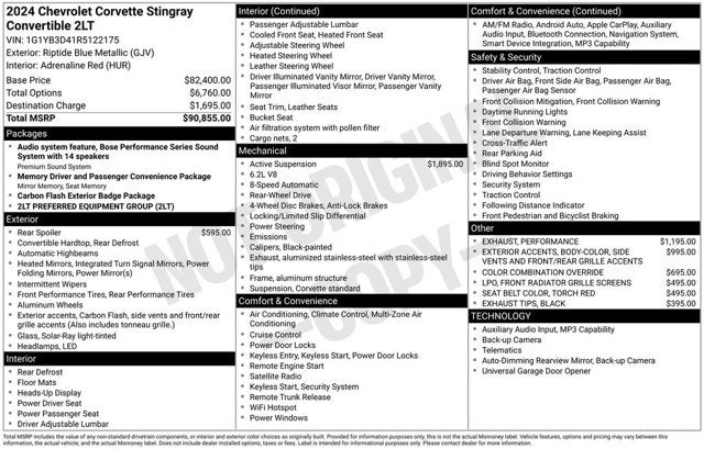 2024 Chevrolet Corvette 2LT