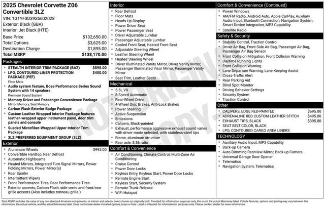 2025 Chevrolet Corvette 3LZ
