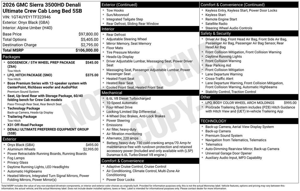 2026 GMC Sierra 3500 HD Denali Ultimate