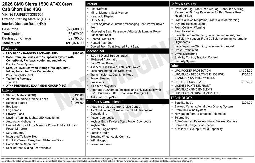2026 GMC Sierra 1500 AT4X