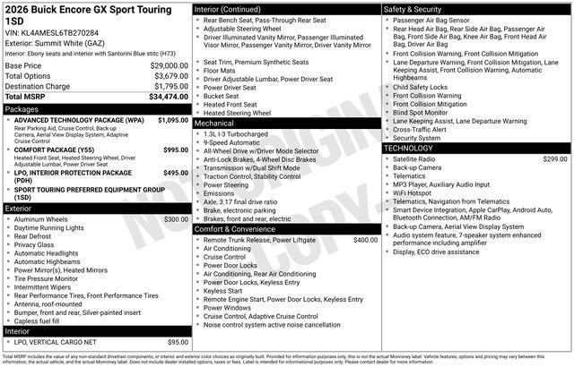 2026 Buick Encore GX Sport Touring