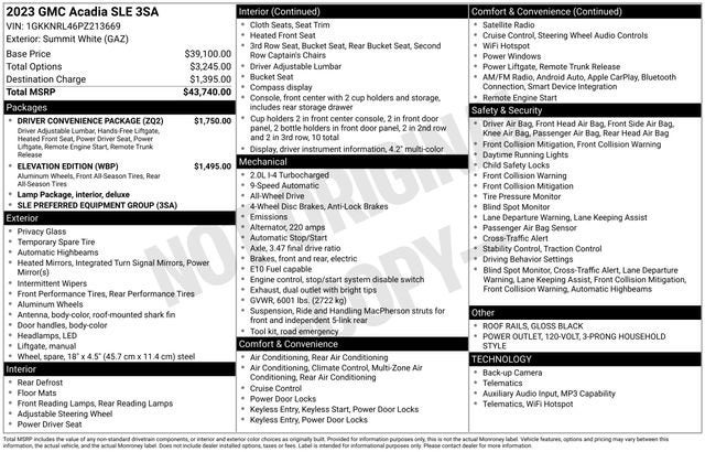 2023 GMC Acadia SLE