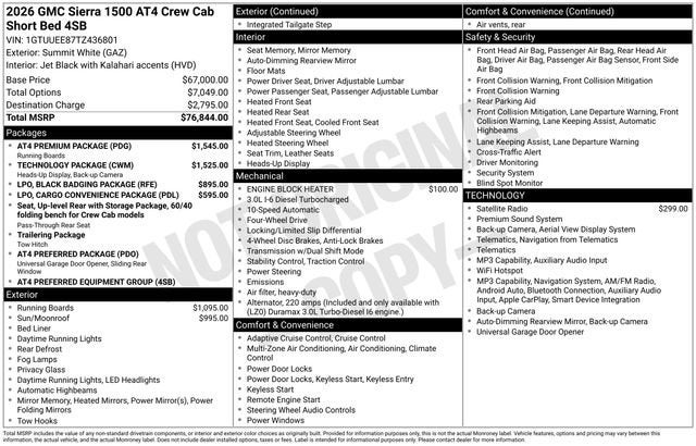 2026 GMC Sierra 1500 AT4