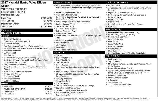 2017 Hyundai Elantra Value Edition