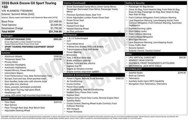 2026 Buick Encore GX Sport Touring