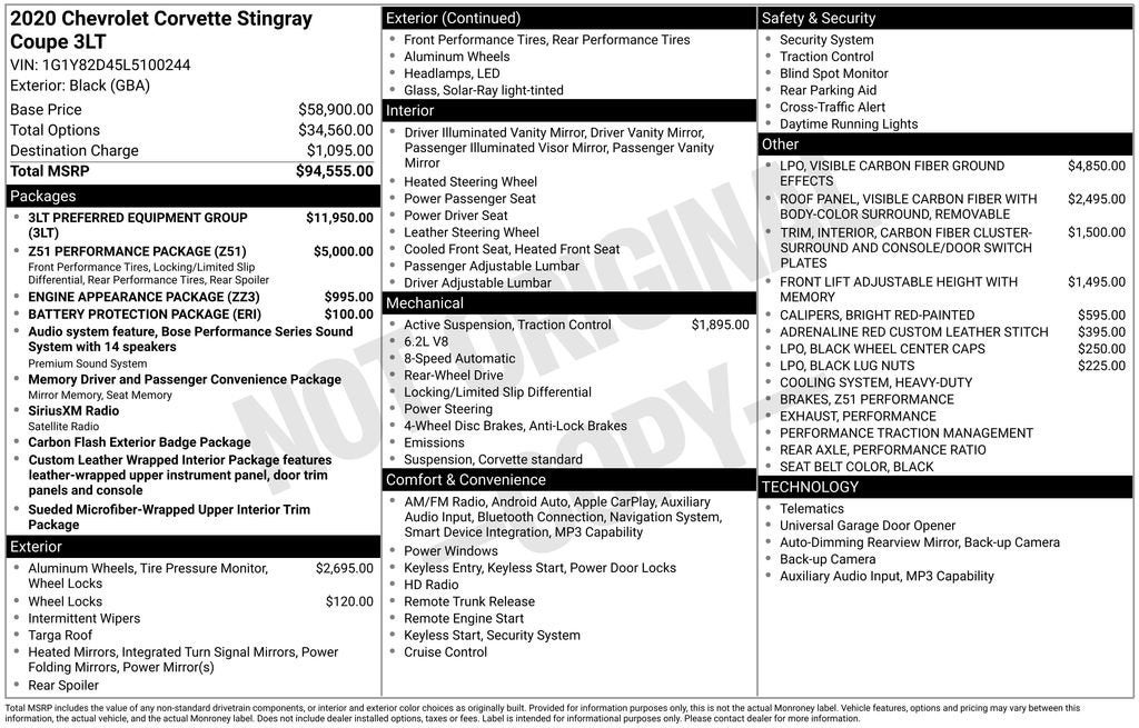 2020 Chevrolet Corvette Stingray 3LT
