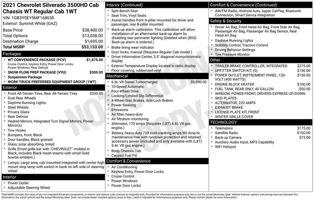 2021 Chevrolet Silverado 3500 HD Chassis Cab Work Truck