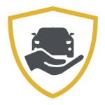 Car on hand icon