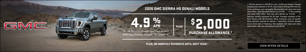 4.9% APR FOR 48 MONTHS for well-qualified buyers when you finance through GM Financial.1

Plus, $...